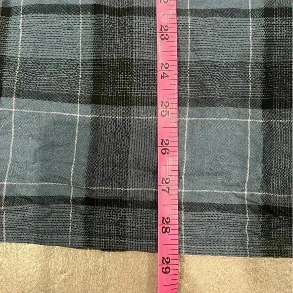 [XL] Bruno Washable Linen Mens Blue Plaid Linen Blend S/S Button Up  Shirt - Picture 6 of 6